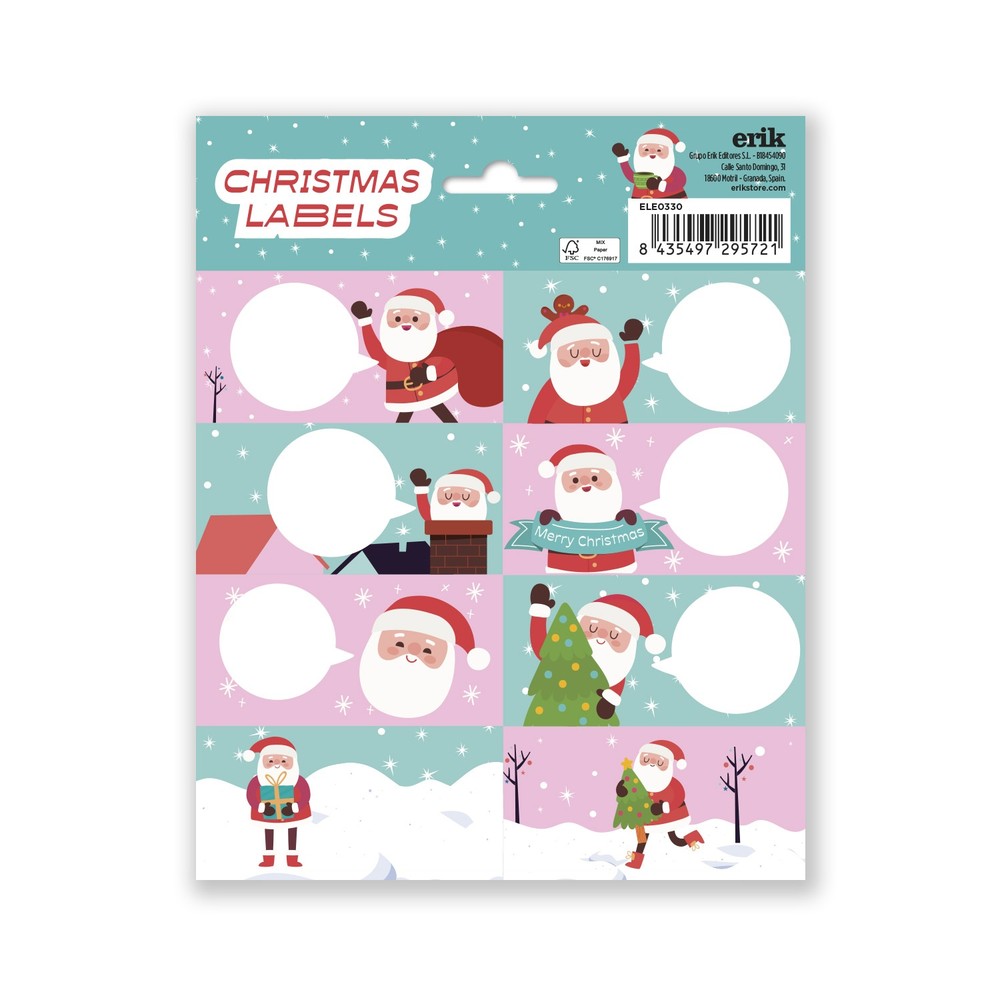 Grupo Erik - Christmas Santa Claus 3 Stickers Étiquettes adhésives - Multicolore